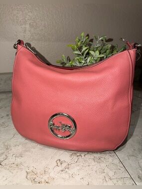 Coach Coral Pink Pebbled Leather Hobo Bag